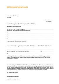 Beschlussfassung zur Durchführung einer Inhouse-Schulung für die Schwerbehindertenvertretung - Download als PDF
