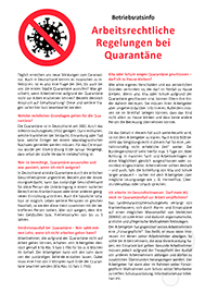 Musteraushang Arbeitsrechtliche Regelungen bei Quarantäne - Sonderaushang für Betriebsräte